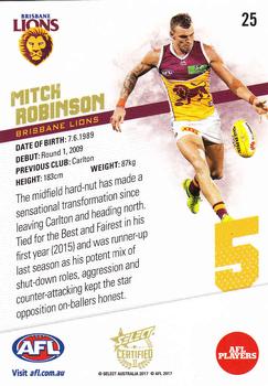 2017 Select Certified #25 Mitch Robinson Back